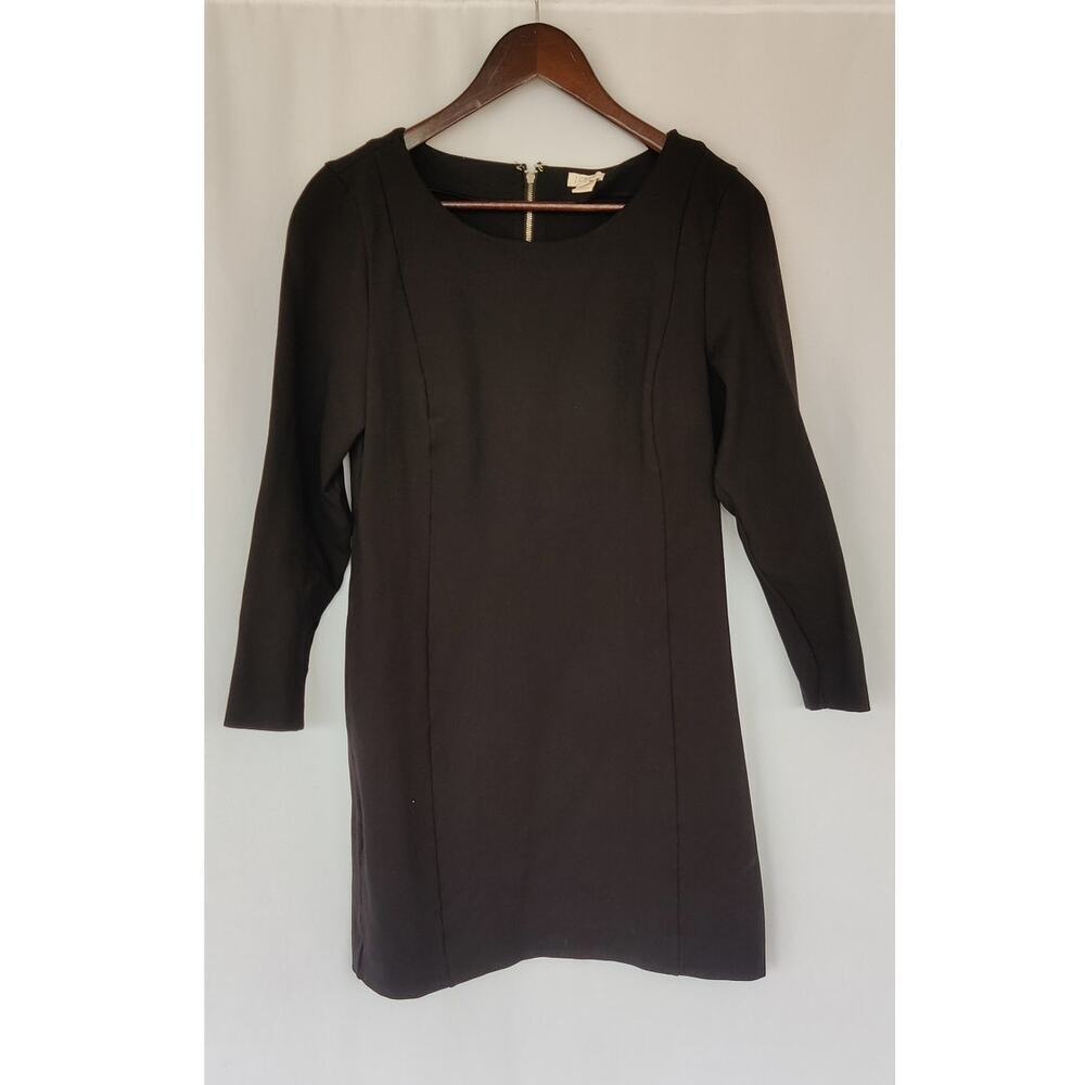 J. Crew Ponte Knit Black Dress Size M‎ Long Sleeve Office Career wear